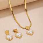 Load image into Gallery viewer, Herringbone Love Heart Necklace and Earrings Set
