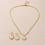 Load image into Gallery viewer, Herringbone Love Heart Necklace and Earrings Set
