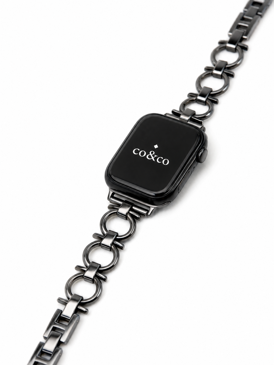 Luxury Black Metal Chain Bracelet for Apple Watch Series 9/8/7/6/SE/5/3 – 38/40/41/42/44/45/49mm