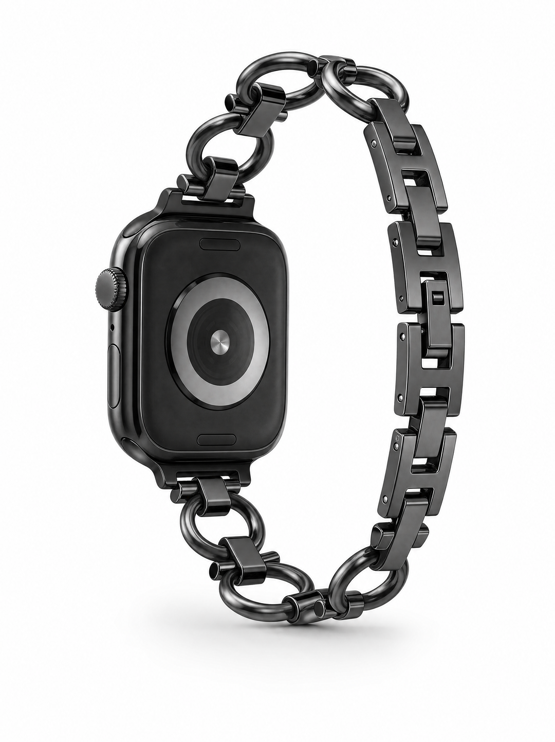 Luxury Black Metal Chain Bracelet for Apple Watch Series 9/8/7/6/SE/5/3 – 38/40/41/42/44/45/49mm