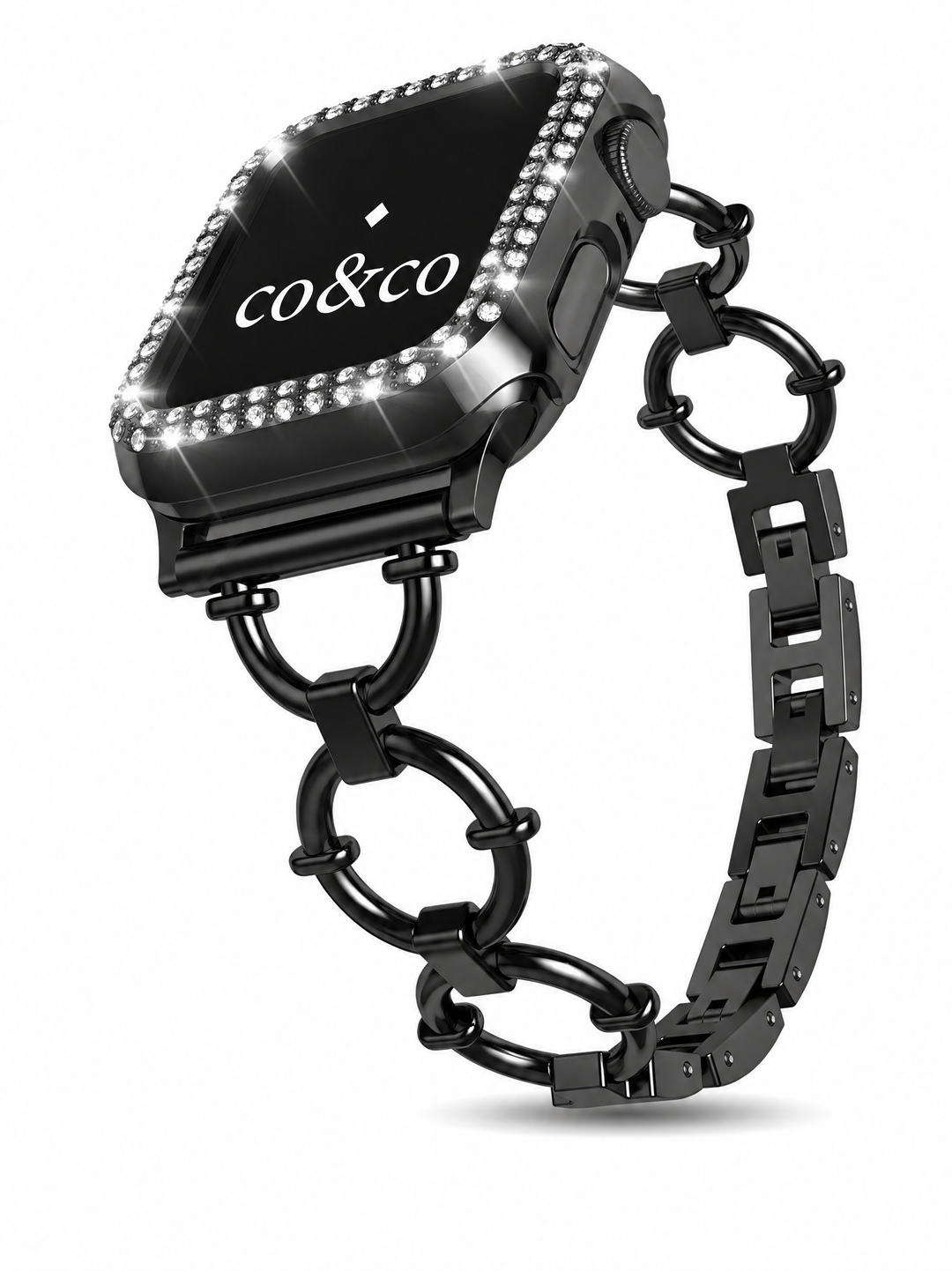Luxury Black Metal Chain Bracelet for Apple Watch Series 9/8/7/6/SE/5/3 – 38/40/41/42/44/45/49mm