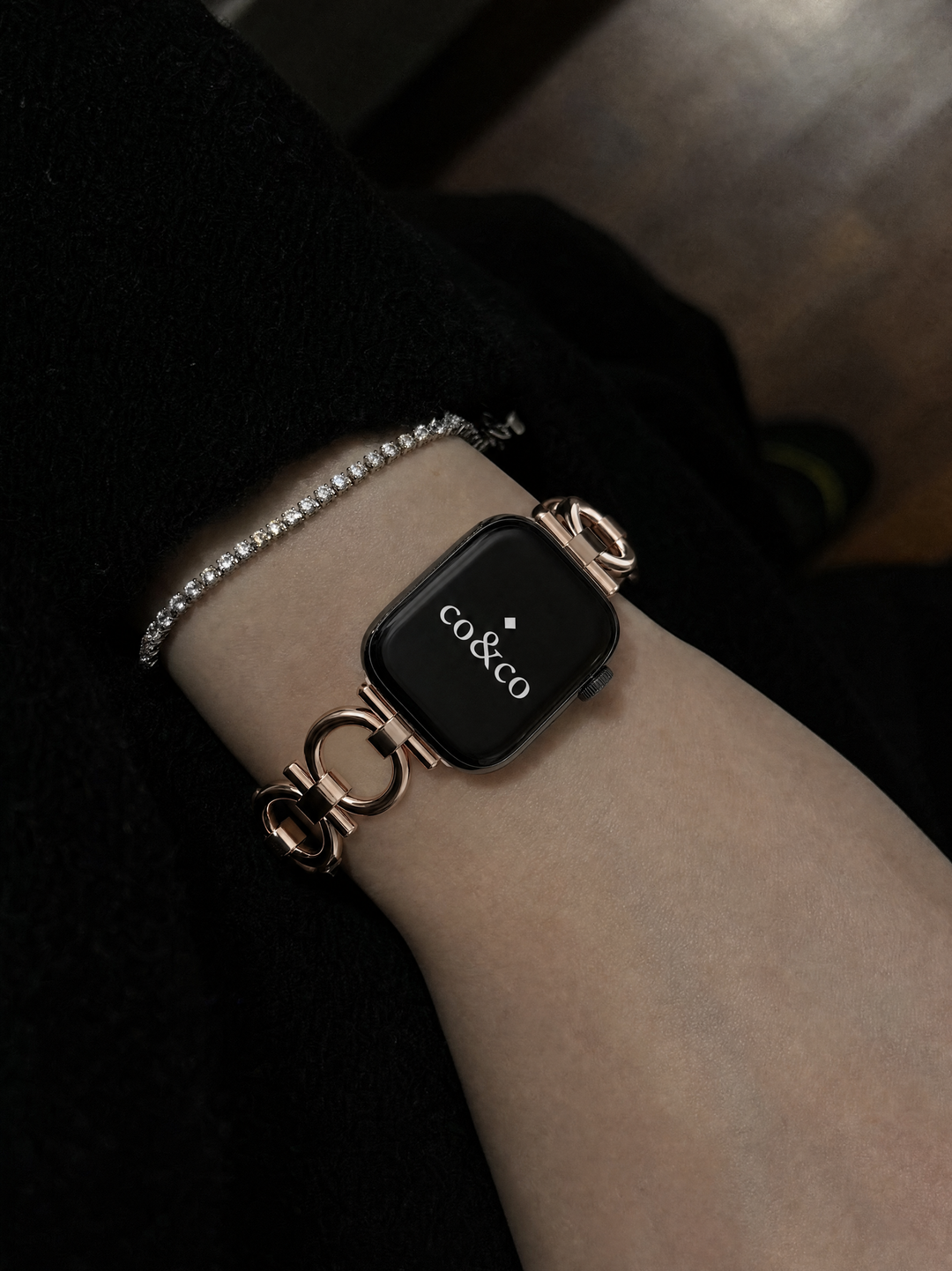 Luxury Rose Gold Metal Chain Bracelet for Apple Watch Series 9/8/7/6/SE/5/3 – 38/40/41/42/44/45/49mm