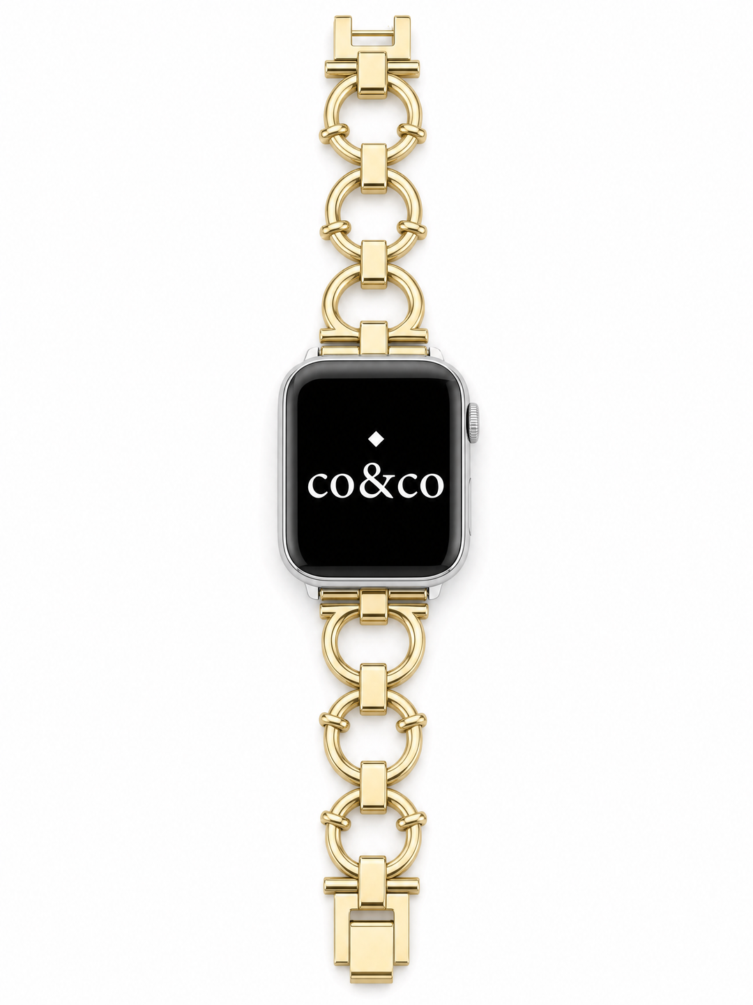 Luxury Gold Metal Chain Bracelet with Case for Apple Watch Series 9/8/7/6/SE/5/3 – 38/40/41/42/44/45/49mm