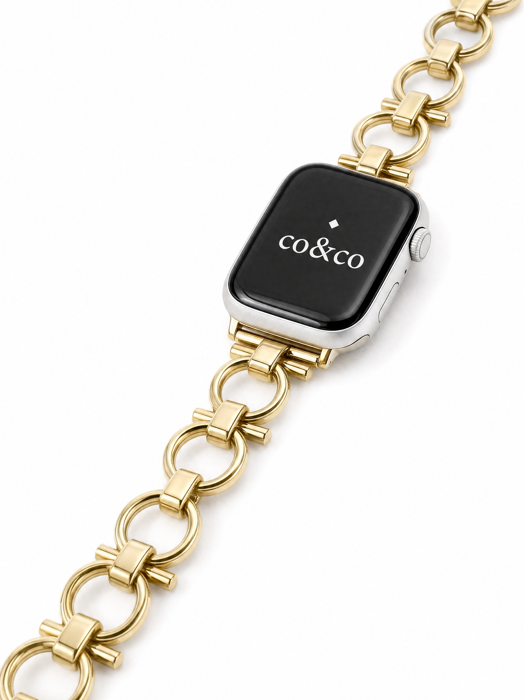 Luxury Gold Metal Chain Bracelet with Case for Apple Watch Series 9/8/7/6/SE/5/3 – 38/40/41/42/44/45/49mm