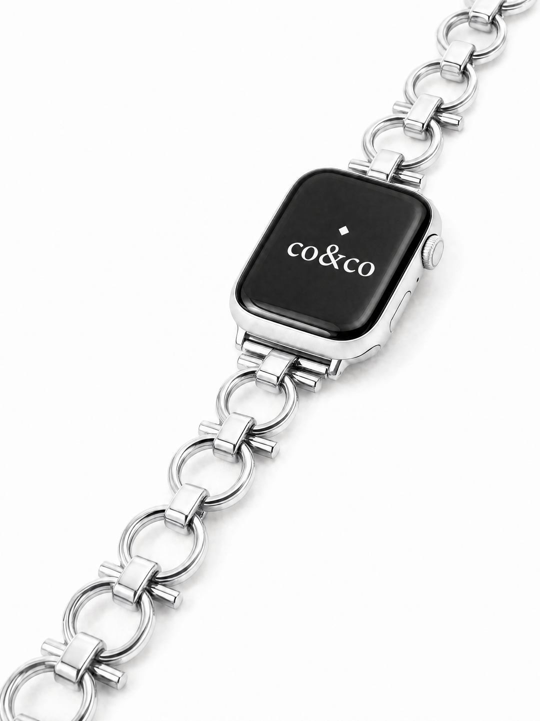 Luxury Silver Metal Chain Bracelet with Case for Apple Watch Series 9/8/7/6/SE/5/3 – 38/40/41/42/44/45/49mm