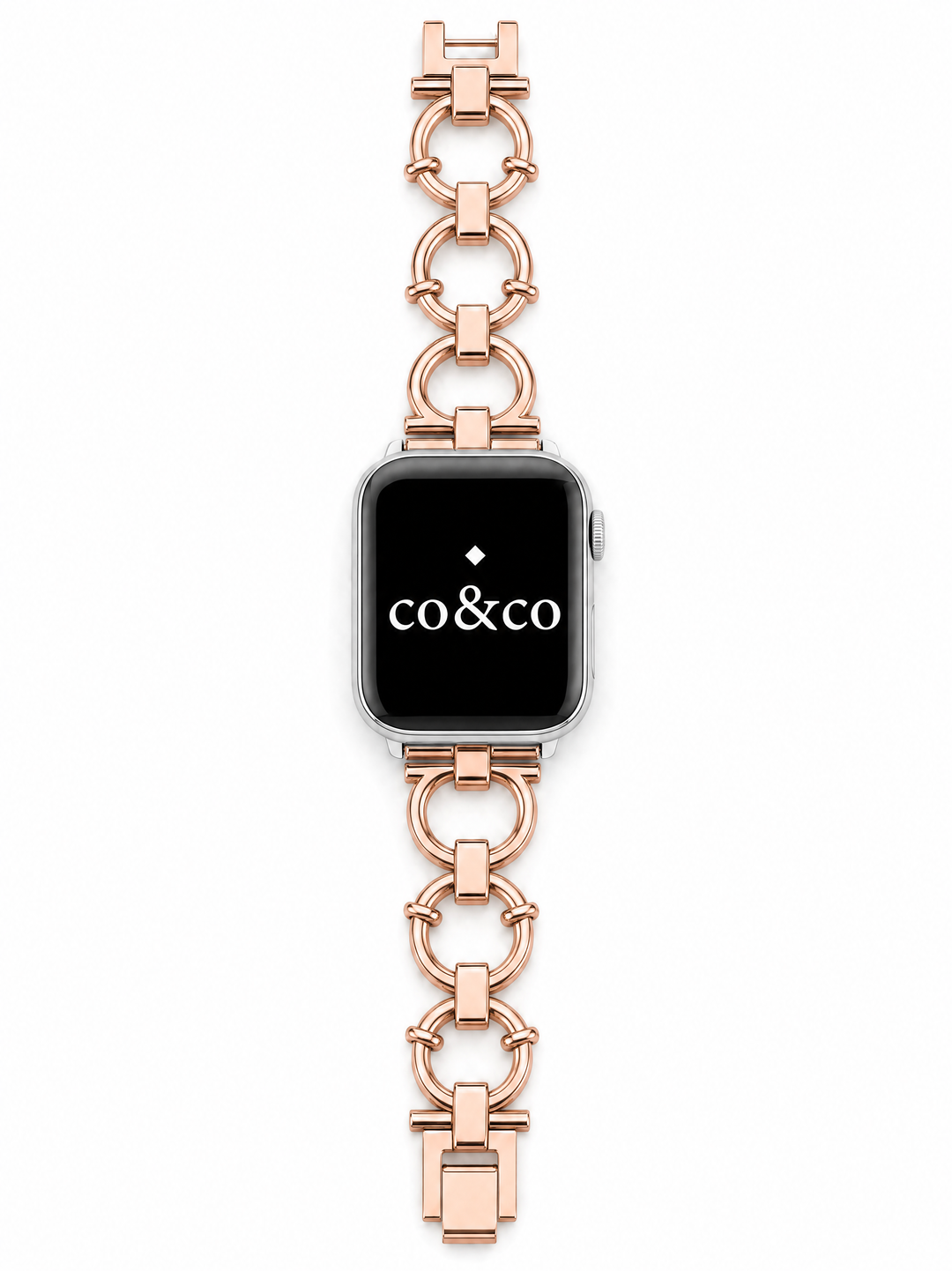 Luxury Rose Gold Metal Chain Bracelet for Apple Watch Series 9/8/7/6/SE/5/3 – 38/40/41/42/44/45/49mm