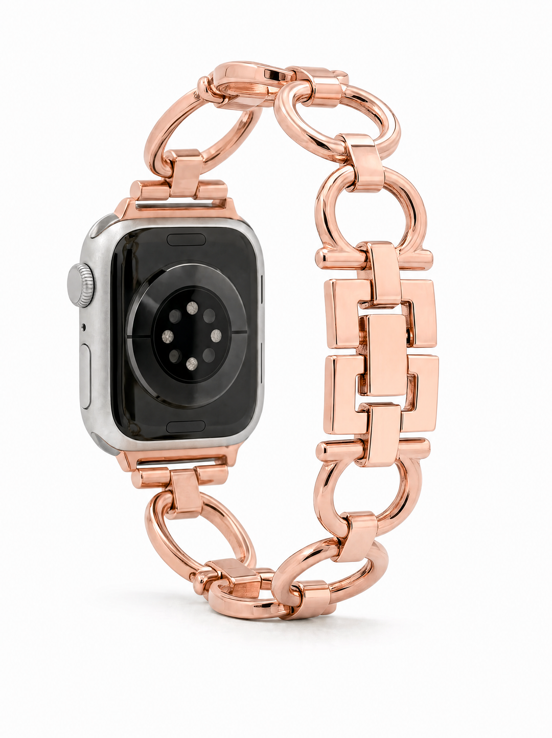 Luxury Rose Gold Metal Chain Bracelet for Apple Watch Series 9/8/7/6/SE/5/3 – 38/40/41/42/44/45/49mm