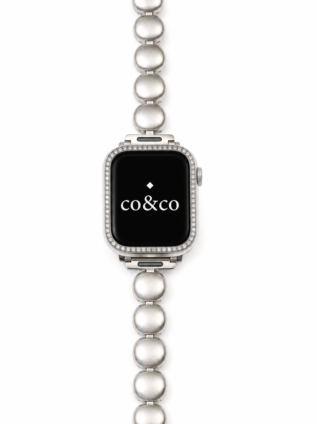 Silver Beaded Bracelet for Apple Watch S10-1/SE/Ultra – 38–49mm