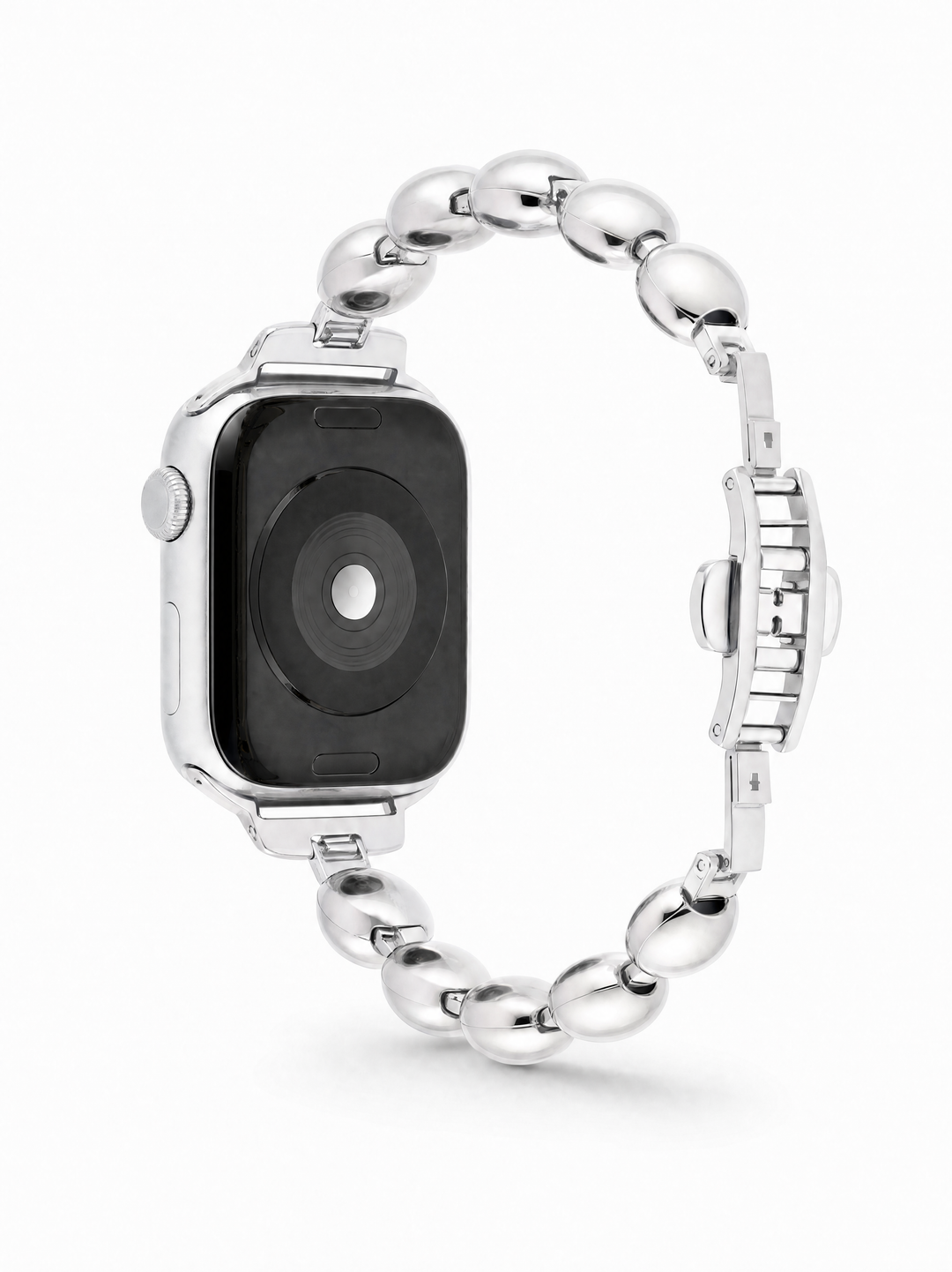Silver Beaded Bracelet for Apple Watch S10-1/SE/Ultra – 38–49mm