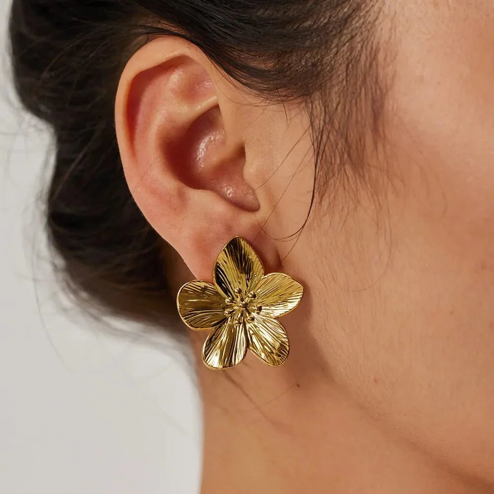Hibiscus floral stud earrings 407920