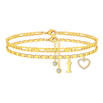 Load image into Gallery viewer, 2pc 14k Letter Initial &amp; Diamond Heart Anklet
