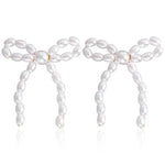 Load image into Gallery viewer, Iconic Dainty Pearl Bow Earrings
