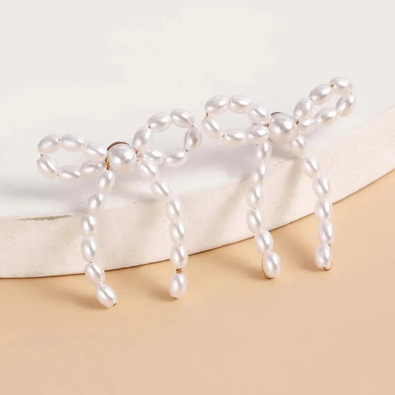 Iconic Dainty Pearl Bow Earrings