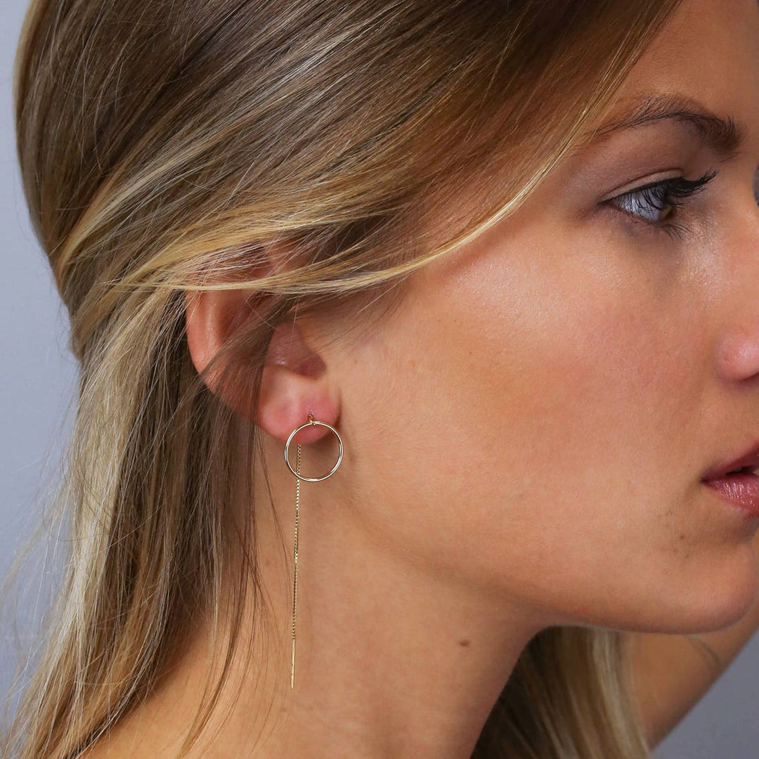 Circle Thread Earrings Long Dangle Earrings