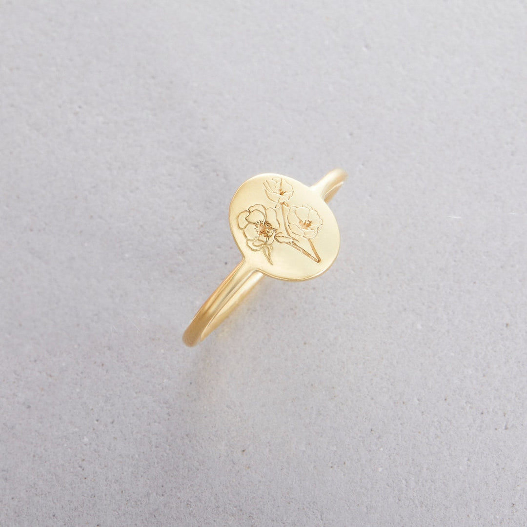 Birth Flower Ring Custom Dainty Ring