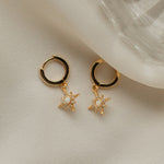 Load image into Gallery viewer, Starburst Opal Huggie Earrings Zircon Star Earrings
