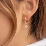 Load image into Gallery viewer, Starburst Opal Huggie Earrings Zircon Star Earrings
