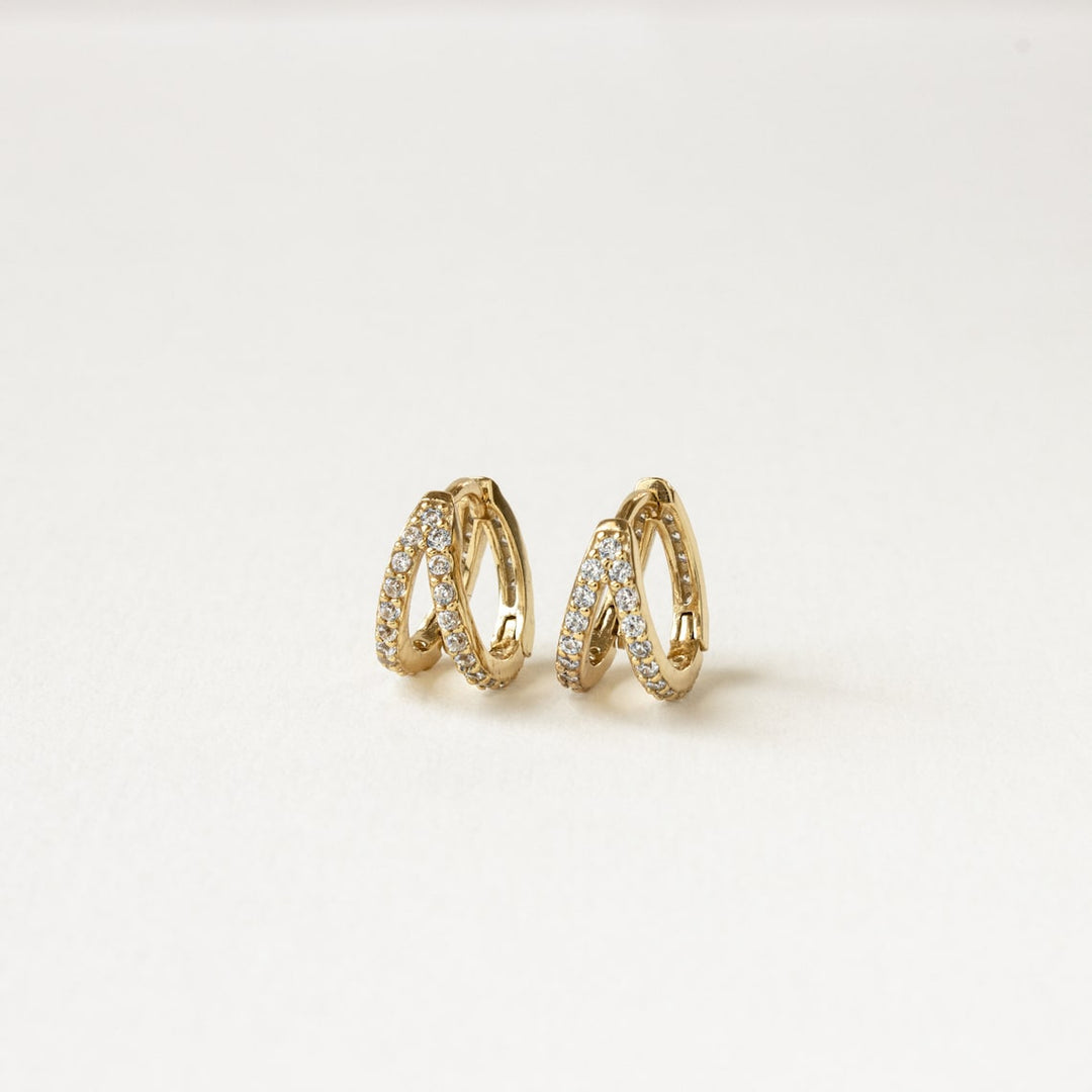 Duo Pave Hoop Diamond Inlay Hoop Earrings