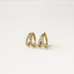 Load image into Gallery viewer, Duo Pave Hoop Diamond Inlay Hoop Earrings
