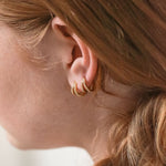 Load image into Gallery viewer, Duo Pave Hoop Diamond Inlay Hoop Earrings
