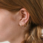 Load image into Gallery viewer, Duo Pave Hoop Diamond Inlay Hoop Earrings
