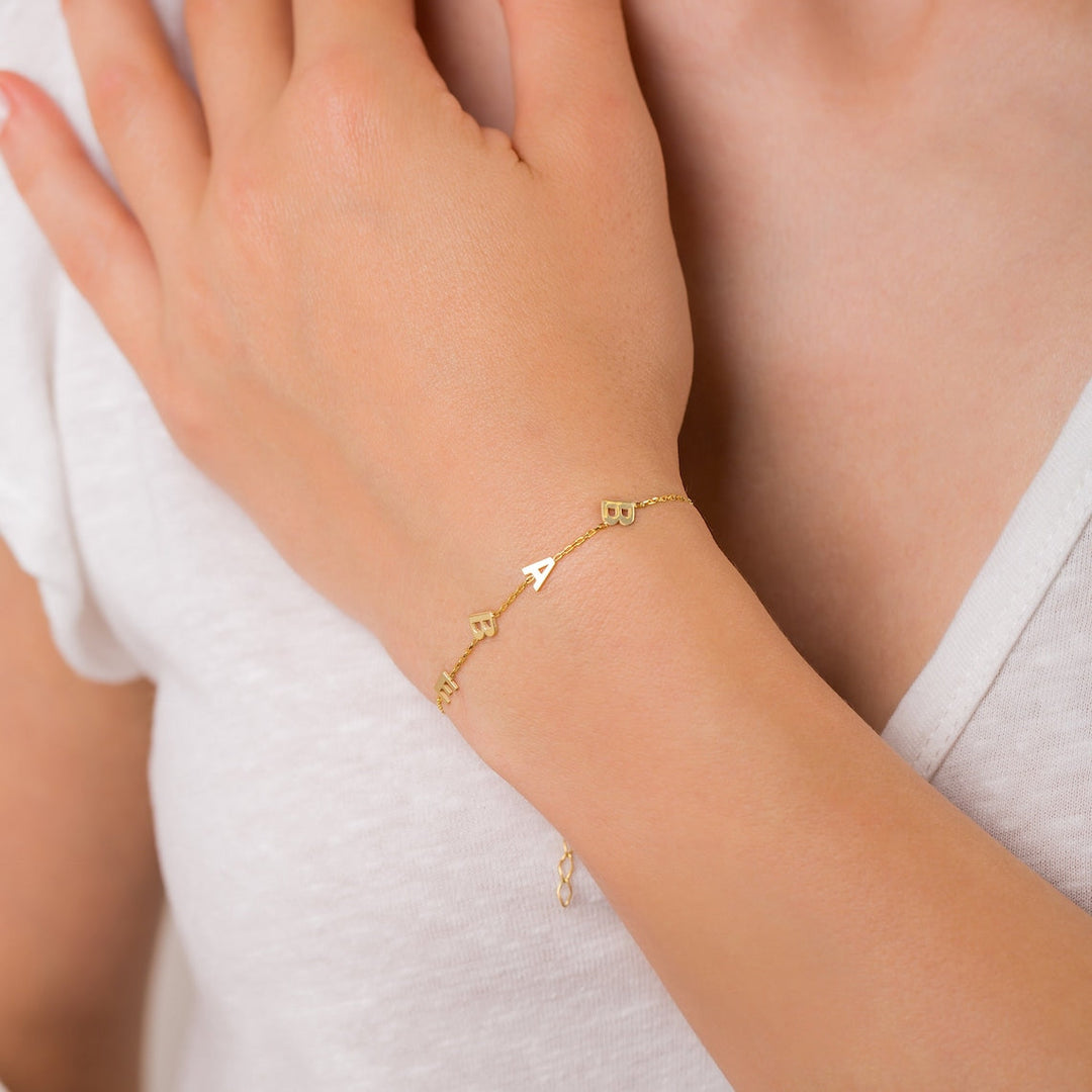 Birthstone Letter Bracelet Initial Bracelet