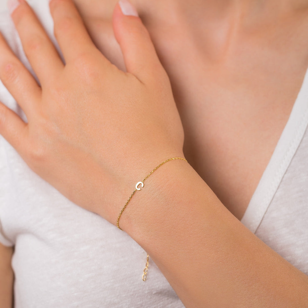 Birthstone Letter Bracelet Initial Bracelet