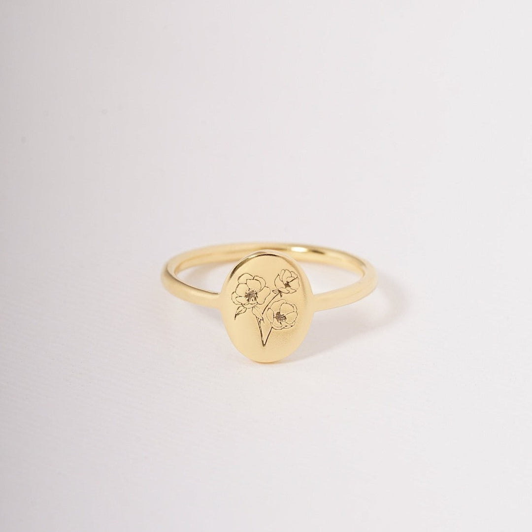 Birth Flower Ring Custom Dainty Ring