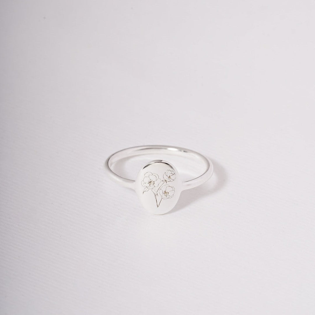 Birth Flower Ring Custom Dainty Ring