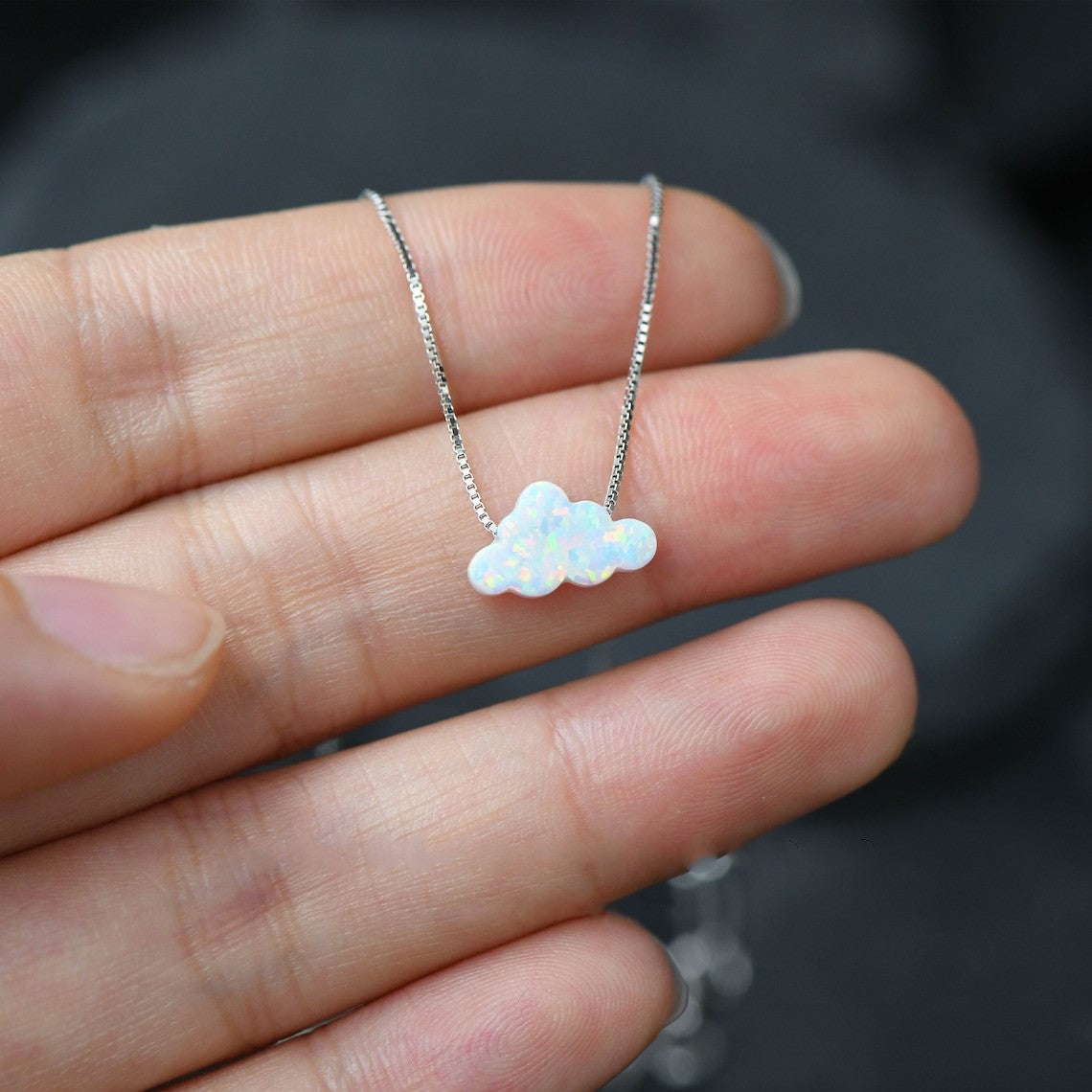 Cloud opal necklace cloud pendant necklace