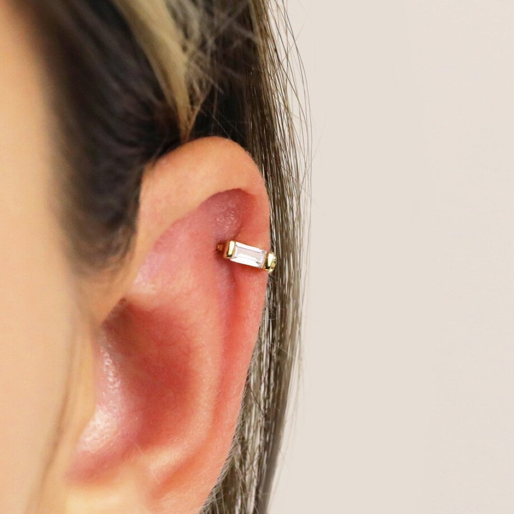 Diamond ear cuff baguette cartilage earrings