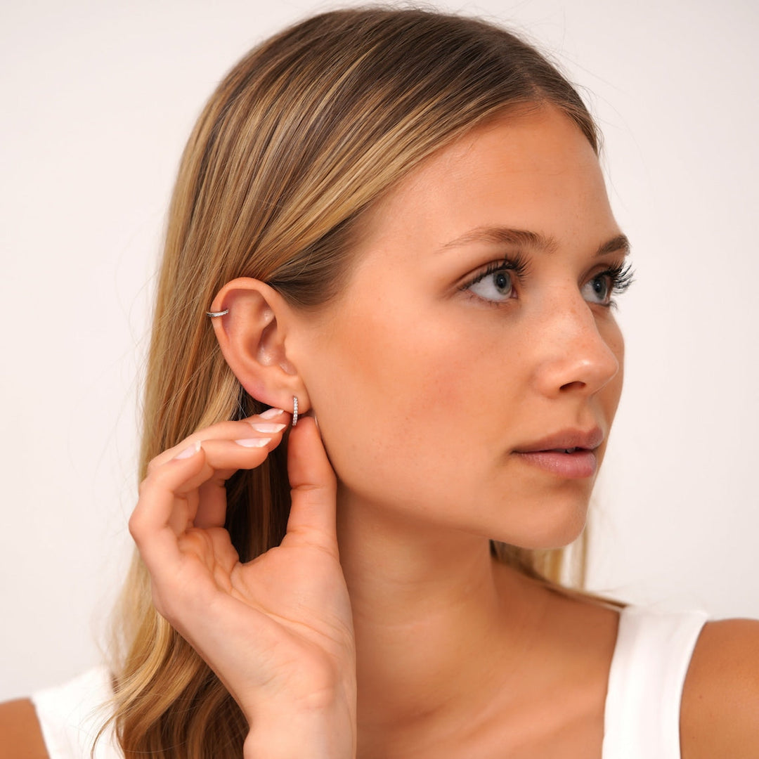 Minimalist CZ Hoop Set Huggie Hoop Earrings