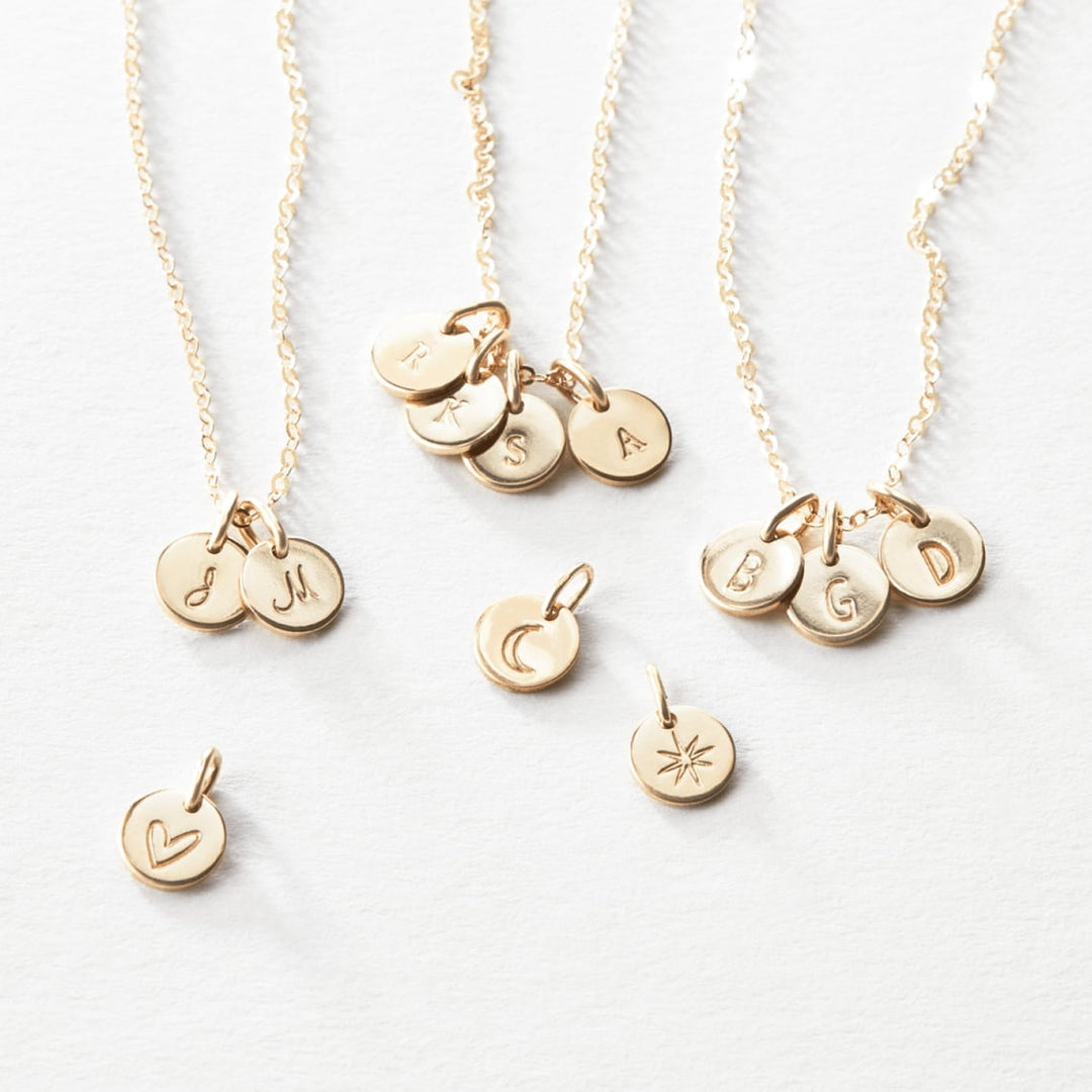 Dainty Initial Necklace Personalised Disc Pendant