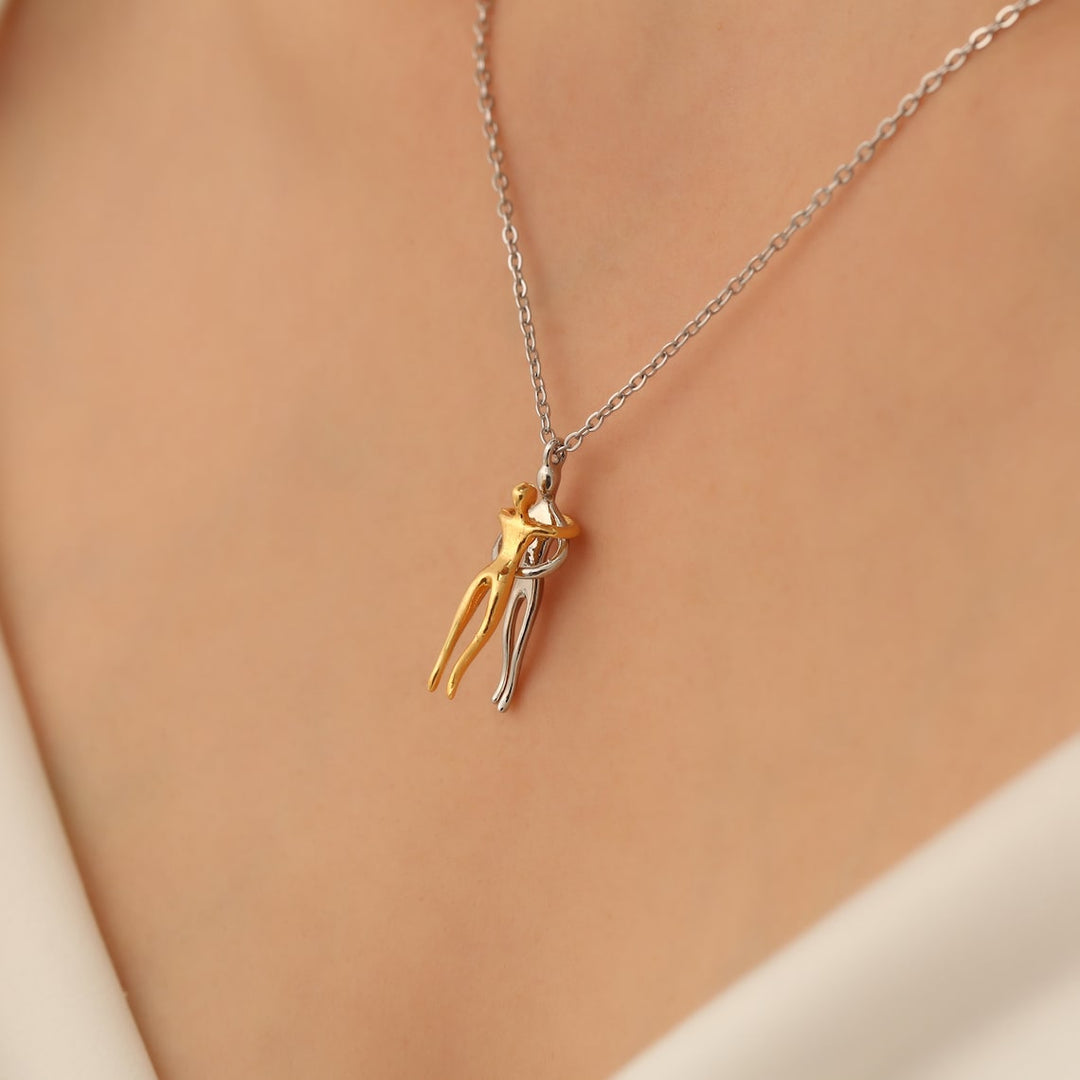 Love Hug Pendant Couple Embrace Necklace