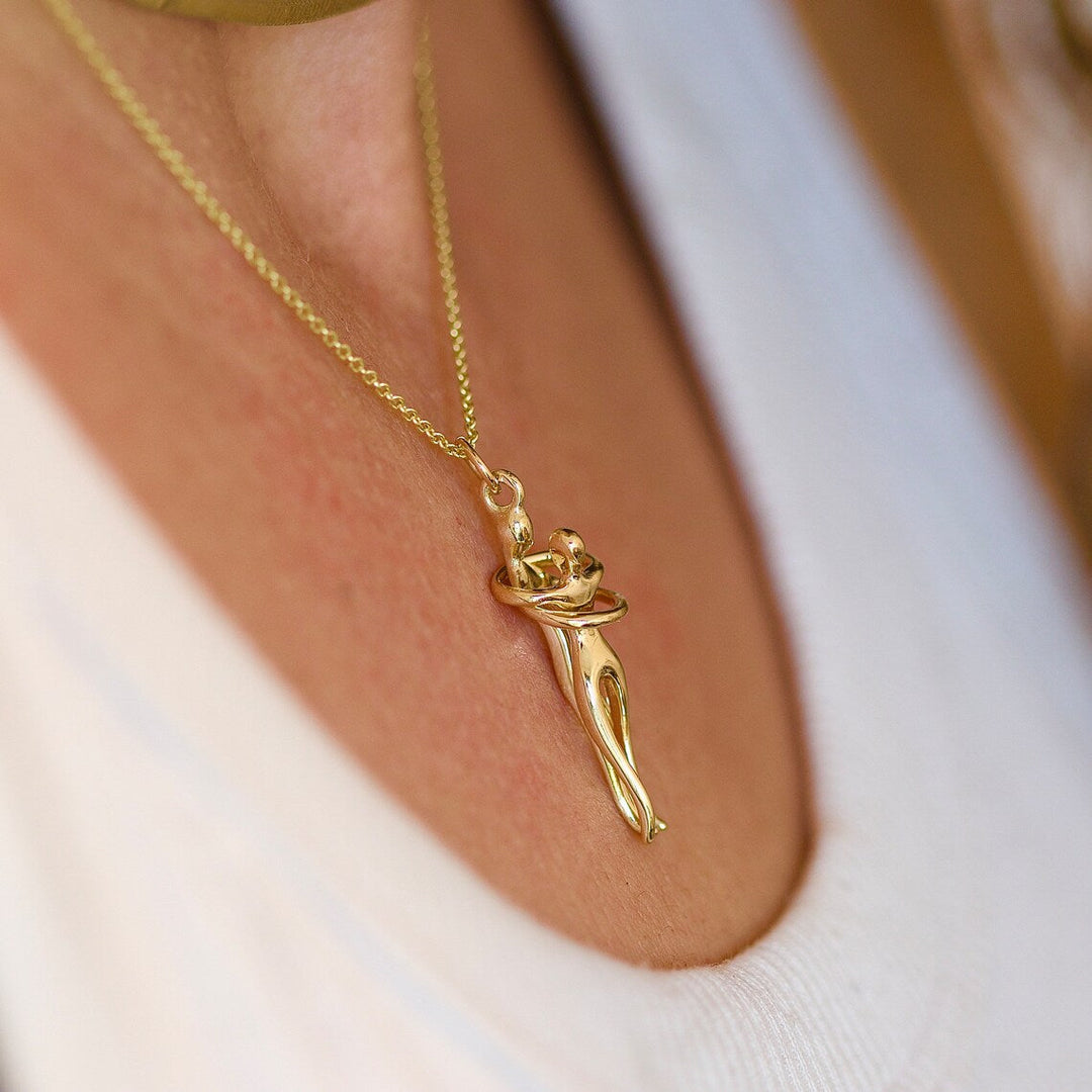 Love Hug Pendant Couple Embrace Necklace