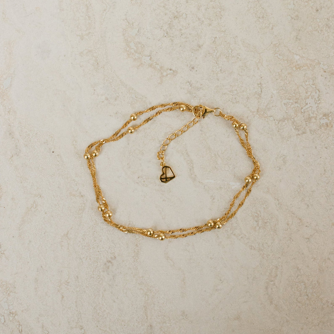Ripple Bead Double Chain Layered Bracelet