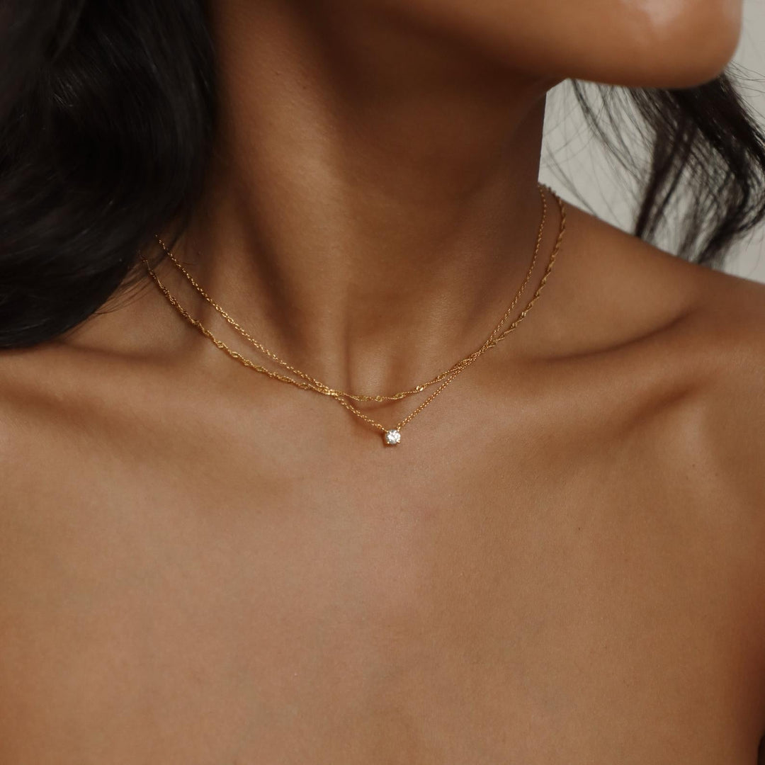 Dainty Diamond Necklace Stone Set Necklace