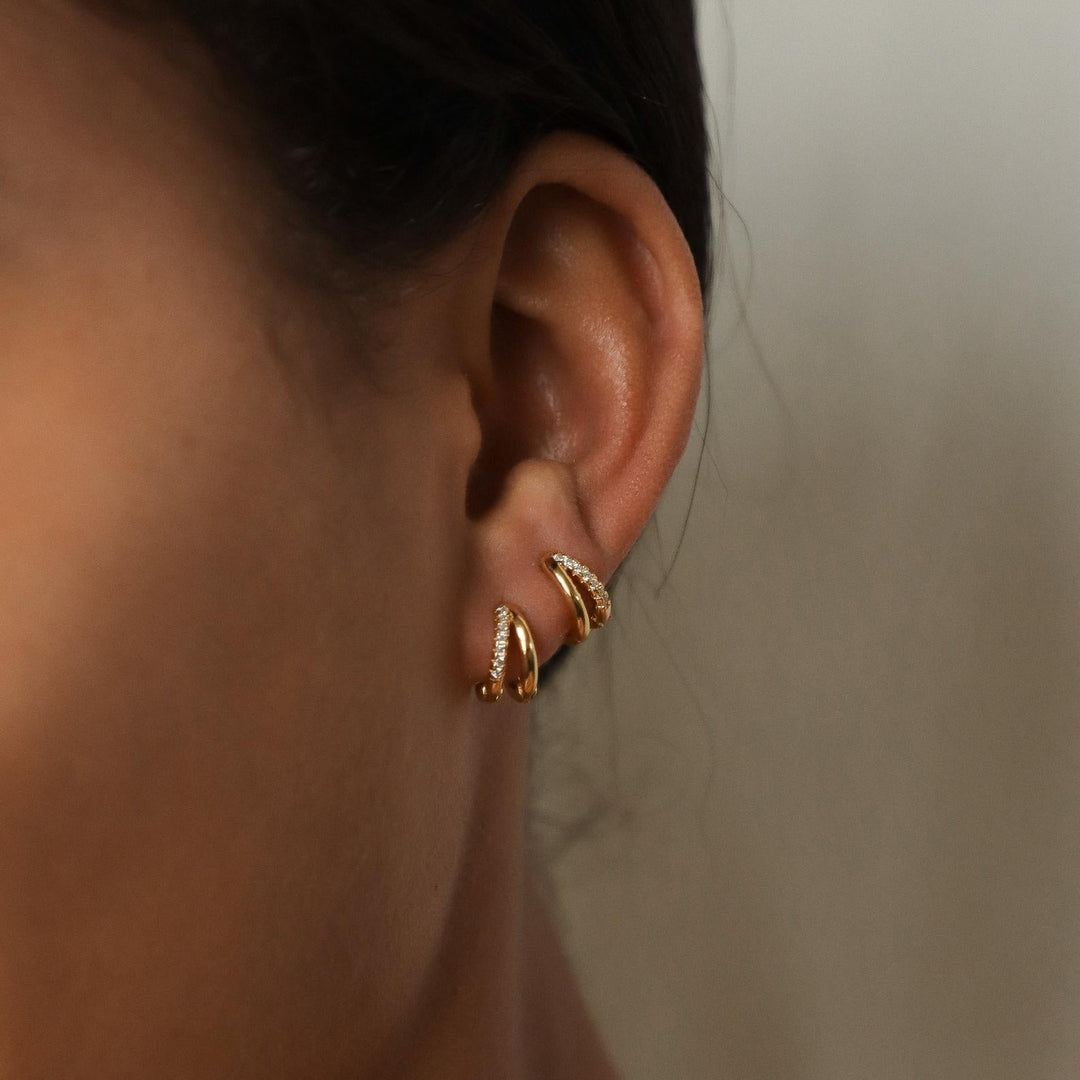 Duo Huggies Zirconia Duo Earrings