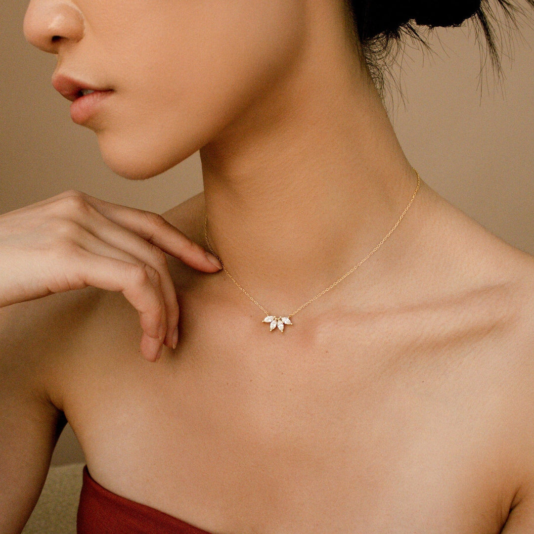 Marquise Diamond Necklace Inlay Marquise Stone