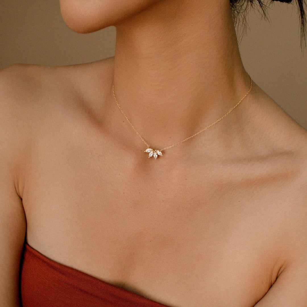 Marquise Diamond Necklace Inlay Marquise Stone