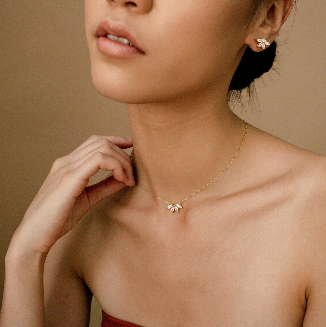 Marquise Diamond Necklace Inlay Marquise Stone