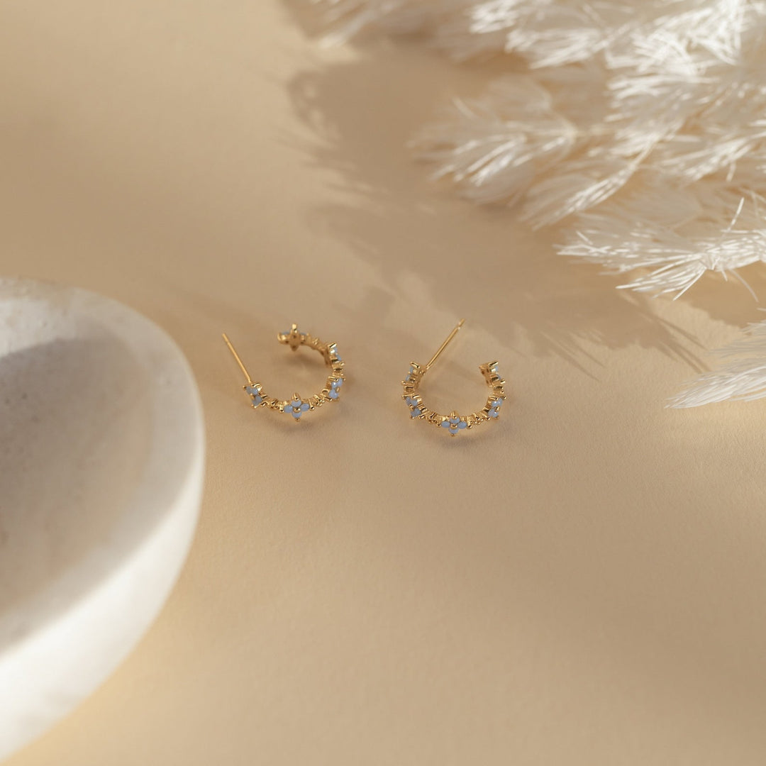Monument Earrings Ivy Flower Hoop Earrings