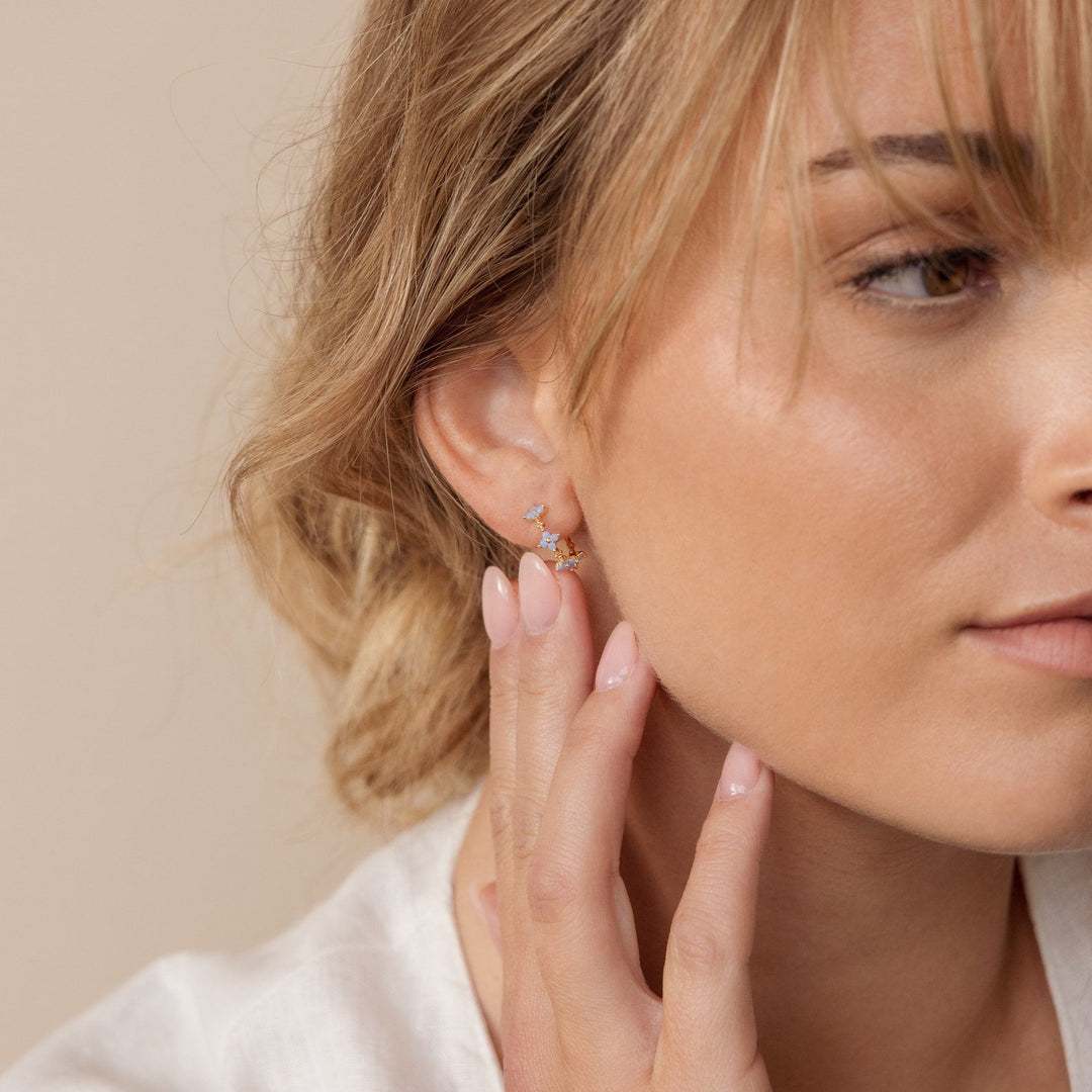 Monument Earrings Ivy Flower Hoop Earrings