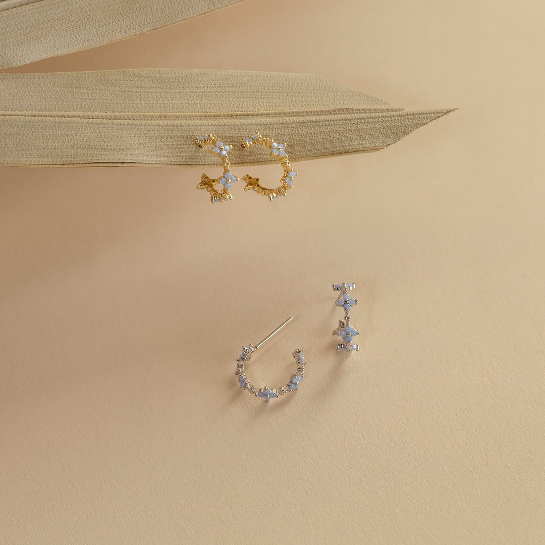 Monument Earrings Ivy Flower Hoop Earrings