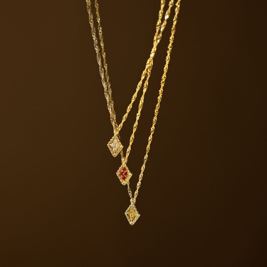 Birthstone Rhombus Pendant Necklace