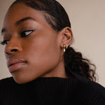 Load image into Gallery viewer, Birthstone Baguette Hoop Earrings Birthstone Huggies
