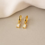 Load image into Gallery viewer, Birthstone Baguette Hoop Earrings Birthstone Huggies
