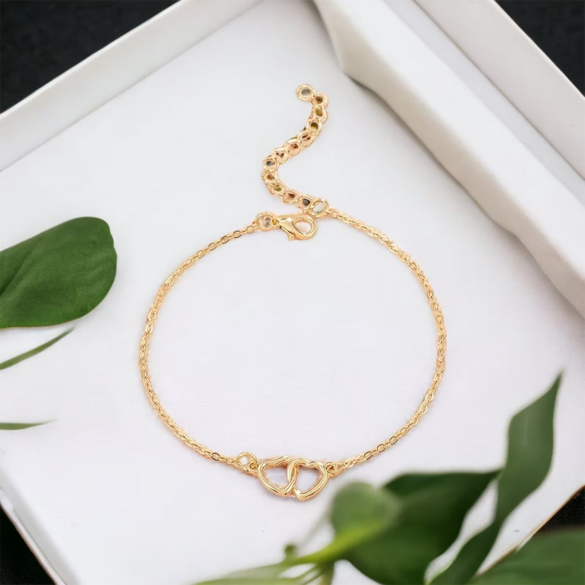 Minimalist heart anklet heart link anklet