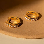 Load image into Gallery viewer, Pearl Set Earrings Pearl Huggie Earrings

