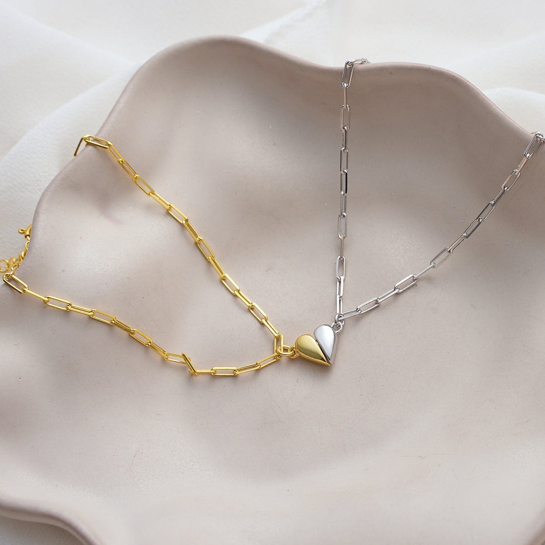 Magnetic Heart Paperclip Chain Love Bracelet Set
